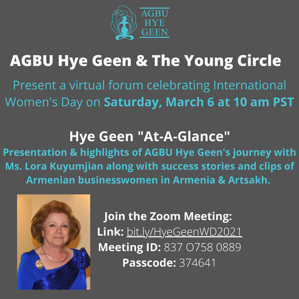 AGBU Hye Geen & The Young Circle – March 6 at 10 AM PST